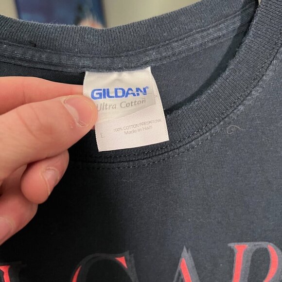 Calgary Canada Flag Graphic Tee Short Sleeve y2k T-Shirt Black Men's Size L - Picture 7 of 8